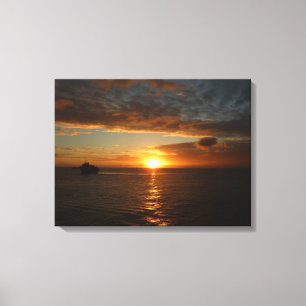 Sunset at Zee II Tropical Seascape Canvas Afdruk