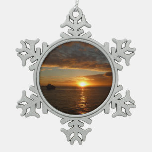 Sunset at Zee II Tropical Seascape Tin Sneeuwvlok Ornament