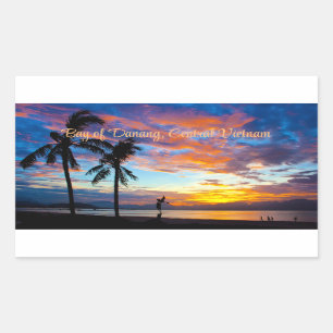 Sunset, Baai van Danang, Centraal-Vietnam, Rechthoekige Sticker