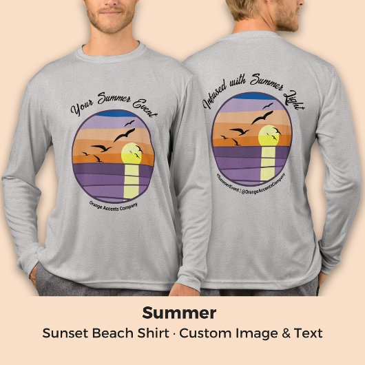 Sunset Beach · Aangepaste tekst voor en achter Tri-Blend Shirt