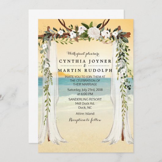 Sunset Beach Arbor bruiloft uitnodiging (Voorkant / Achterkant)