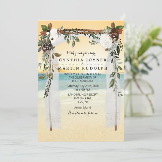 Sunset Beach Arbor Faire-part de mariage (Debout devant)