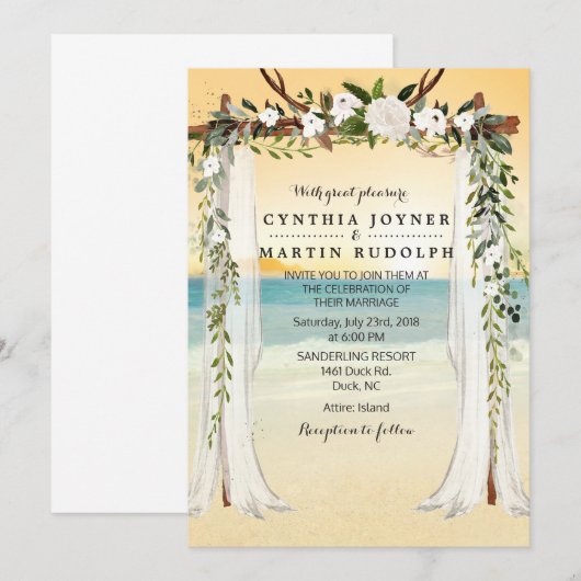 Sunset Beach Arbor Faire-part de mariage (Devant / Derrière)