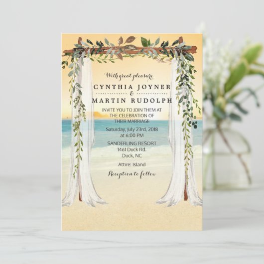 Sunset Beach Arbor Faire-part de mariage (Debout devant)