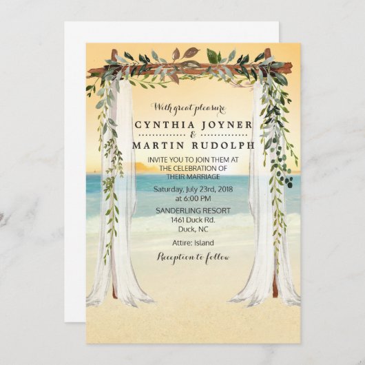 Sunset Beach Arbor Faire-part de mariage (Devant / Derrière)