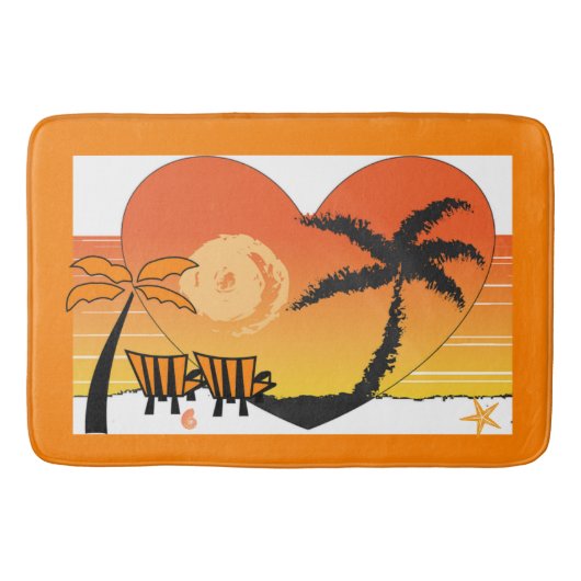 Sunset Beach Bath Mat Oranje (Voorkant)