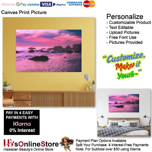 Sunset Beach Canvas Afbeelding 16