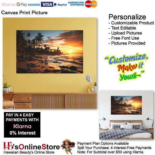 Sunset Beach Canvas Afbeelding 1 Afdruk