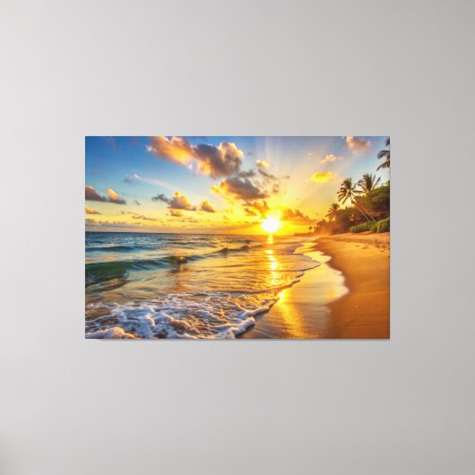 Sunset Beach Canvas Afbeelding 2 Afdruk (Voorkant)