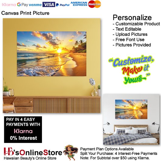 Sunset Beach Canvas Afbeelding 2 Afdruk