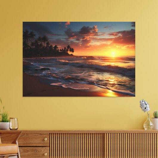 Sunset Beach Canvas Afbeelding 3 Afdruk (Insitu (Woonkamer))
