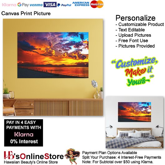 Sunset Beach Canvas Afbeelding 5 Afdruk