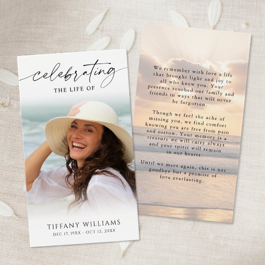 Sunset Beach Celebration of Life Prayer Card