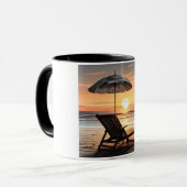 "Sunset Beach Chair Mug - Coastal Relaxation Cup" Mok (Voorkant links)