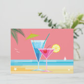 Sunset Beach Couple's Shower Uitnodiging (Staand voorkant)