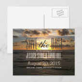 Sunset Beach Destination Wedding Save the Date Aankondigingskaart (Voorkant / Achterkant)