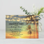 Sunset Beach Engagement Party String Lights Kaart (Staand voorkant)