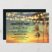 Sunset Beach Engagement Party String Lights Kaart (Voorkant / Achterkant)