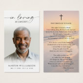 Sunset Beach Footprints Poem Sympathy Prayer Card (Devant & derrière)