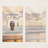 Sunset Beach Forever In Hearts Photo Prayer Card (Devant & derrière)