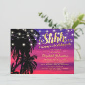 Sunset Beach Glam Verrassingsfeestje Kaart (Staand voorkant)