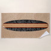 Sunset Beach Hawaiian Faux Wood Surfboard - Black Strandlaken (Voorkant)