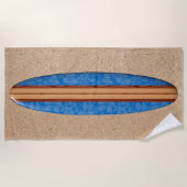 Sunset Beach Hawaiian Faux Wood Surfboard - Blue Strandlaken (Voorkant)