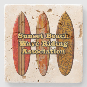 Sunset Beach Hawaiian Surfboards Tiki Bar Onderzet Stenen Onderzetter