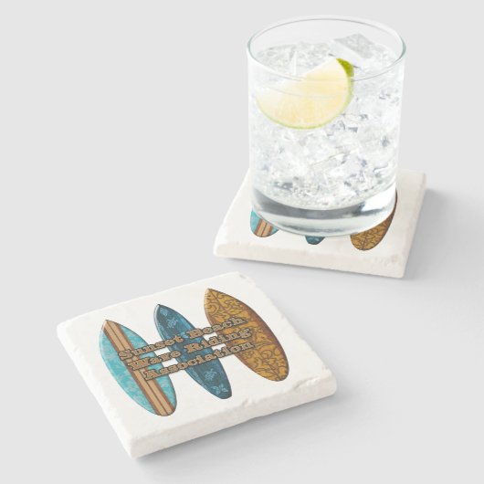 Sunset Beach Hawaiian Surfboards Tiki Bar Onderzet Stenen Onderzetter (Zijkant)