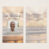 Sunset Beach In Loving Memory Photo Prayer Card (Devant & derrière)