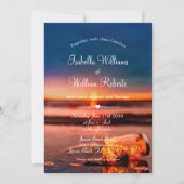 Sunset Beach Mason Jar Blauwe Nachtbruiloft Kaart (Voorkant)