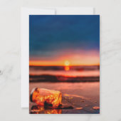 Sunset Beach Mason Jar Blauwe Nachtbruiloft Kaart (Achterkant)