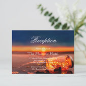 Sunset Beach Mason Jar Blue Night Receptie Kaart (Staand voorkant)