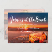 Sunset Beach Mason Jar Blue Night Save the Date Aankondigingskaart (Voorkant / Achterkant)