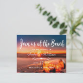 Sunset Beach Mason Jar Blue Night Save the Date Aankondigingskaart (Staand voorkant)