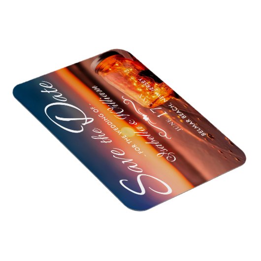 Sunset Beach Mason Jar Blue Night Save the Date Magneet (Rechterzijde)