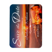 Sunset Beach Mason Jar Blue Night Save the Date Magneet (Verticaal)