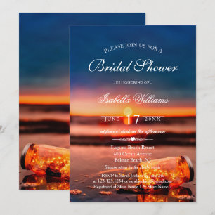 Sunset Beach Mason Jar Blue Night Vrijgezellenfees Kaart