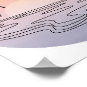 Sunset Beach Minimalist Line Art Poster  (Coin)