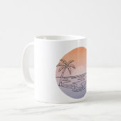 Sunset Beach Minimalist Mug – Hand-Drawn Tropical  (Devant gauche)