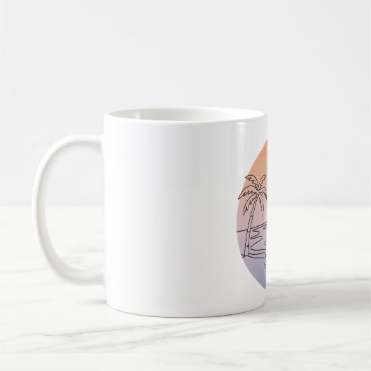 Sunset Beach Minimalist Mug – Hand-Drawn Tropical  (Gauche)