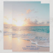 Sunset Beach, naam/contactgegevens in blauw (Voorkant / Achterkant)