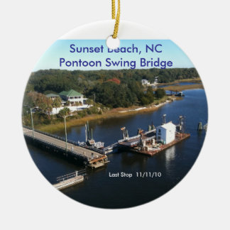 Sunset Beach, NC Pontoon Swing Bridge.. Keramisch Ornament