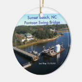 Sunset Beach, NC Pontoon Swing Bridge.. Keramisch Ornament (Links)
