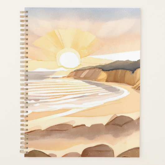 Sunset Beach | Ocean Watercolor Coastal Planner (Voorkant)