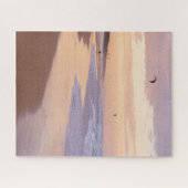 Sunset Beach, Ocean Waves, People Flying Kites Legpuzzel (Horizontaal)