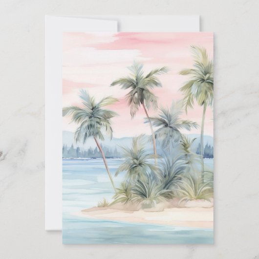 Sunset beach palms enregistrer la carte de date (Dos)