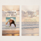 Sunset Beach Photo Forever In Hearts Prayer Card (Devant & derrière)
