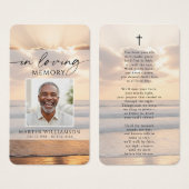Sunset Beach Photo In Loving Memory Prayer Card (Devant & derrière)