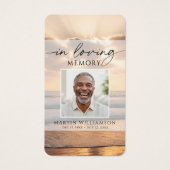 Sunset Beach Photo In Loving Memory Prayer Card (Devant)
